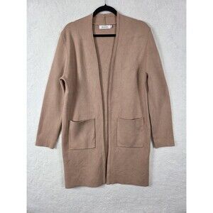 ANRABESS‎ Cardigan Sweater Womens M Beige Longline Open Front Slouchy Minimalist